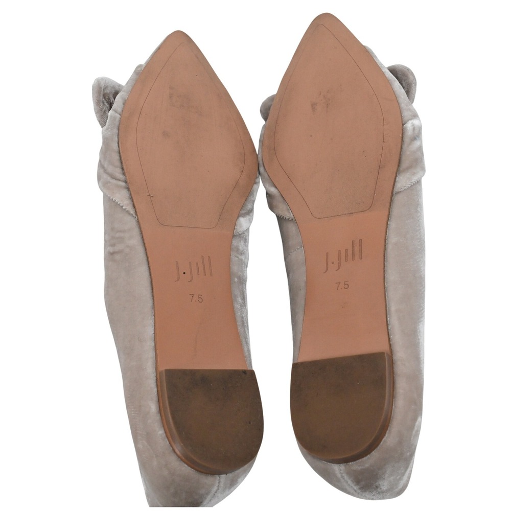 J Jill Women's Velvet Pointed Toe Ballet Flats Bow Accent Taupe Balletcore 7.5 - Picture 8 of 8